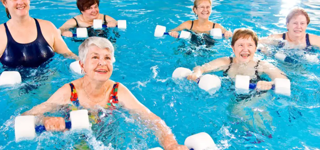 Seniors swimming during youth group activity