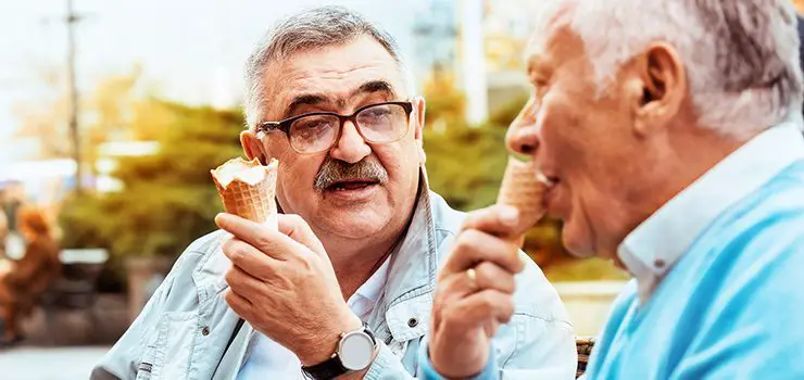 Seniors enjoying ice cream