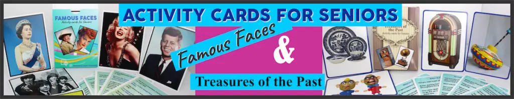 Activity cards for seniors banner in Christmas Quiz blog