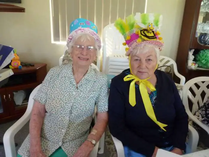 seniors wearing Easter Bonnets