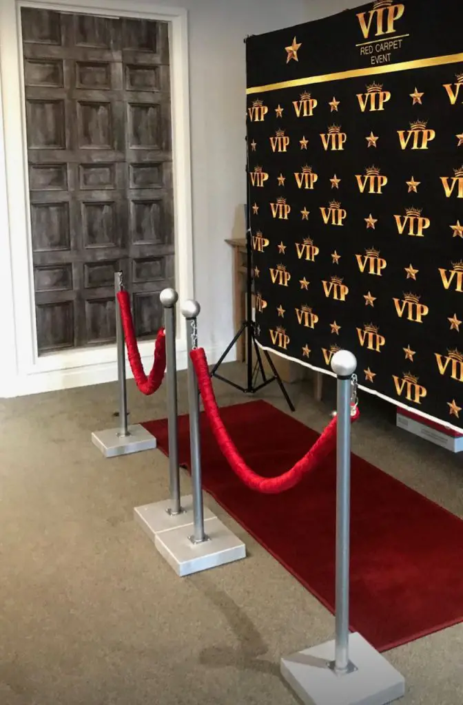 Red carpet walkway for the residents