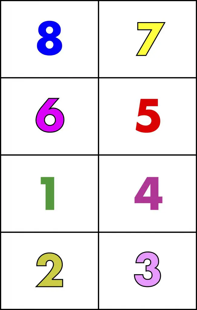Numbers for Bean Bag Toss Activity
