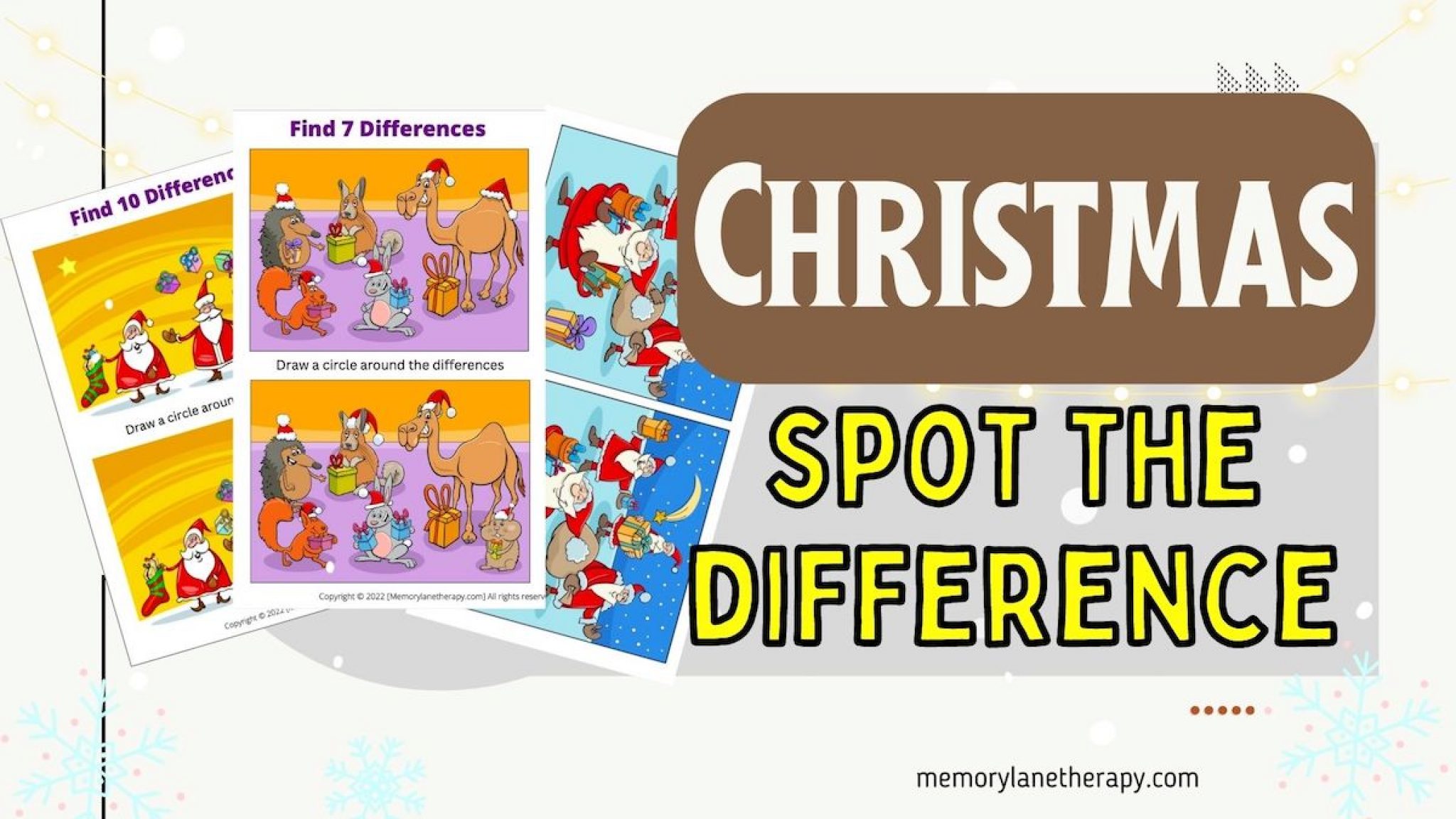 Christmas Spot the Difference Printable Activities for Seniors