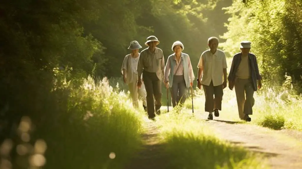 Seniors having an Earth Day walk
