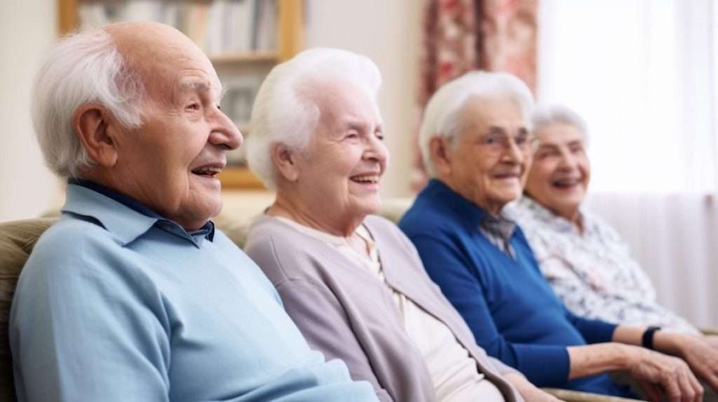 Smiling seniors in aged care