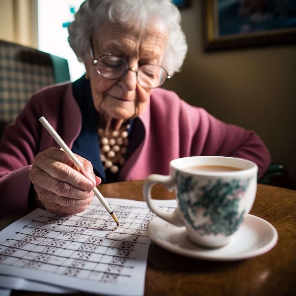Elderly playing sudoku
