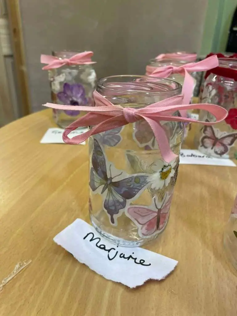 Finished product of the Decorating Jars Craft Activity
