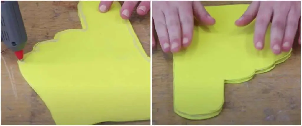 layering and gluing Cheering Hand Foam shaped papers