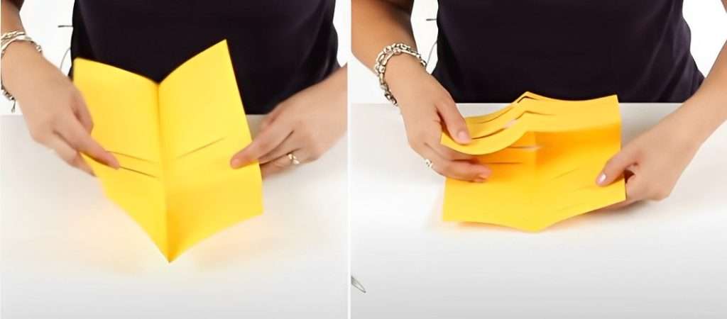 person folding the paper in half