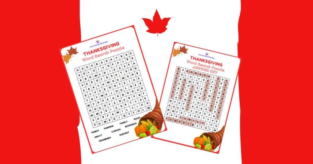 Thanksgiving Word Search for Seniors (Canada edition) Banner