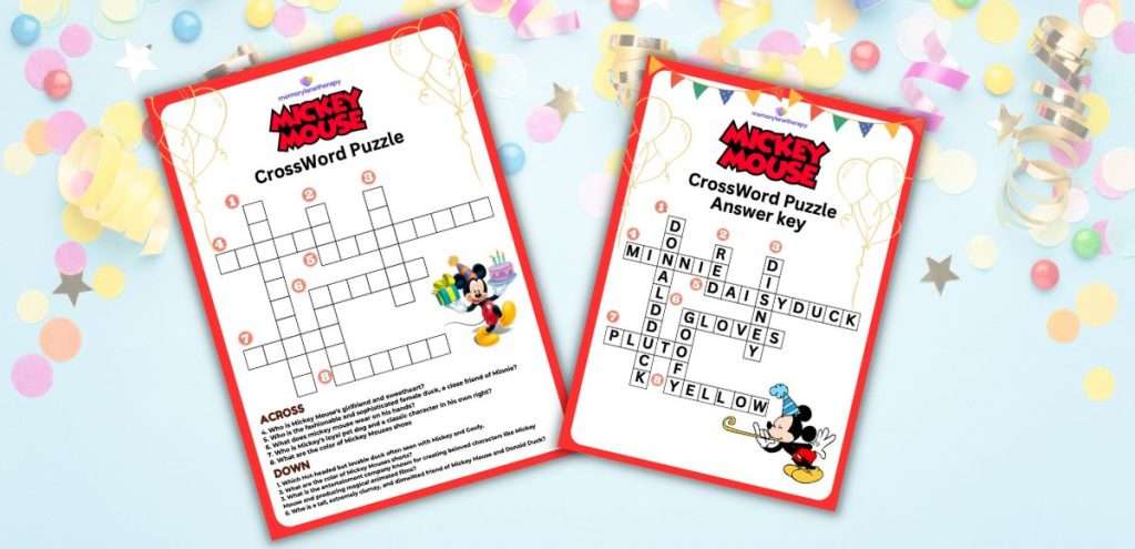 Mickey Mouse Crossword for Seniors Memory Lane Therapy Mickey Mouse Crossword for Seniors Memory Lane Therapy