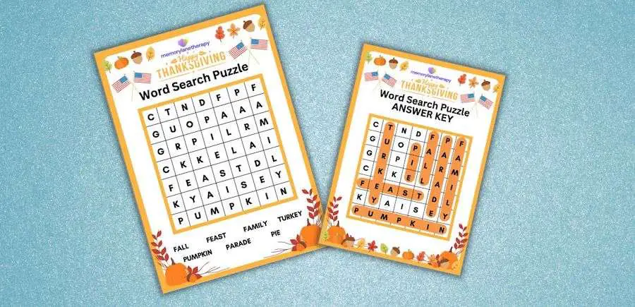 Thanksgiving Word Search (USA edition) Banner