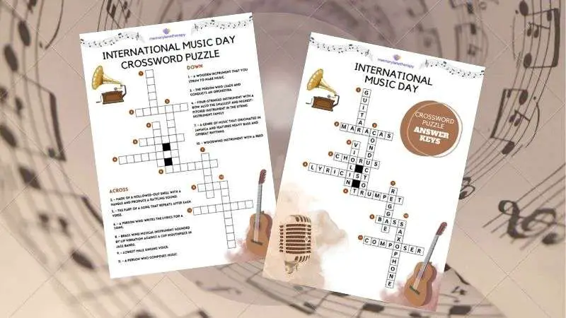 International Music Day Crossword for Seniors Banner