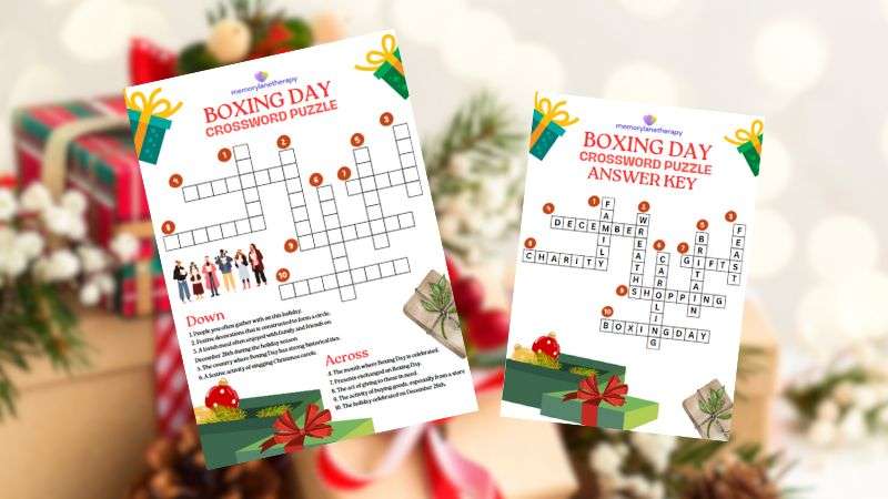 Boxing Day Crossword Puzzle for Seniors Banner