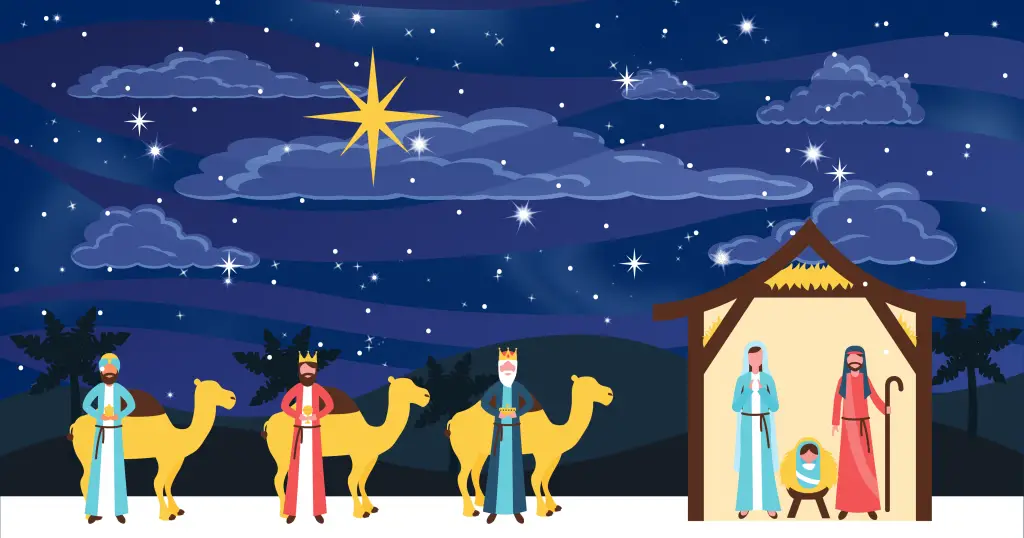 The three kings visiting Jesus