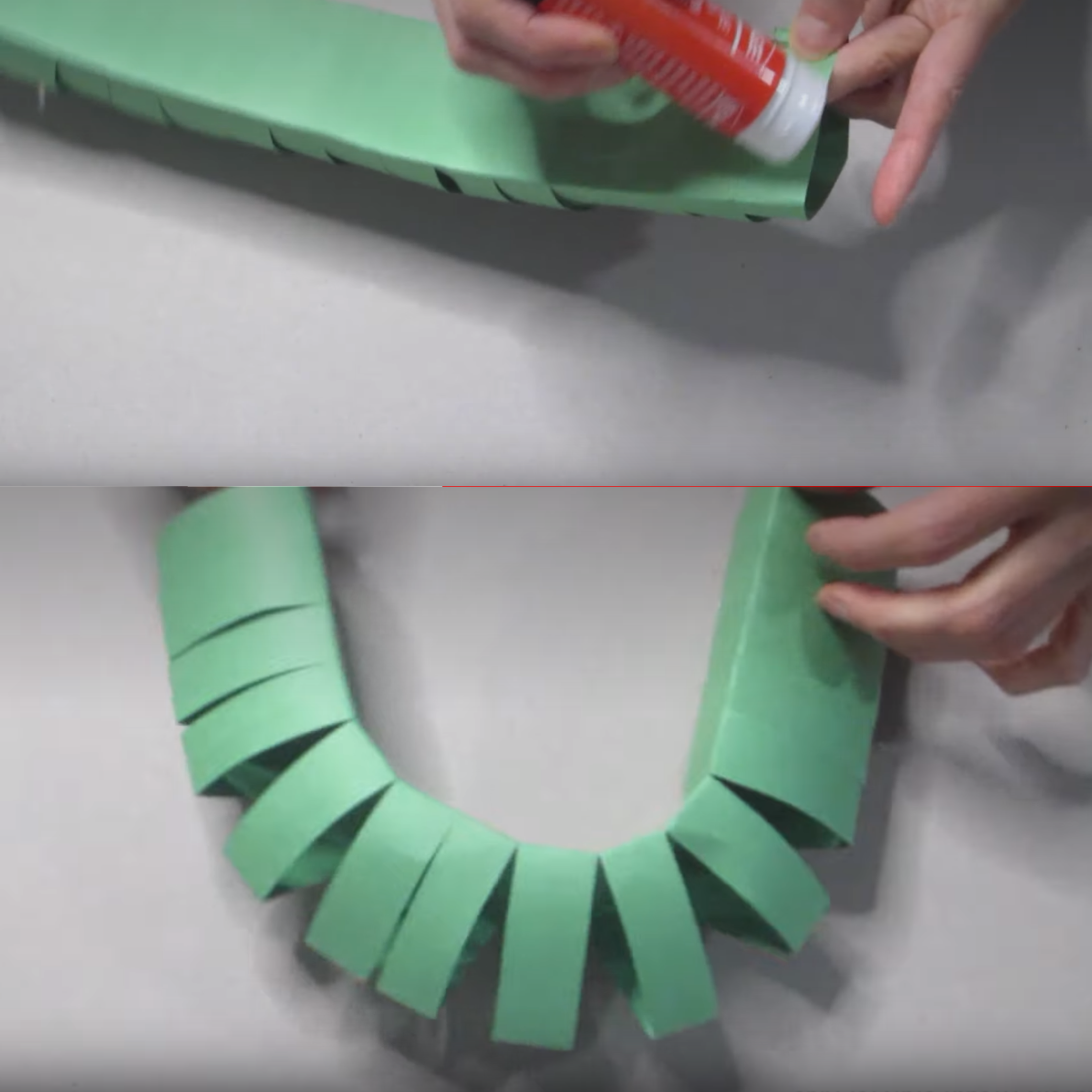 Gluing the sides of the paper