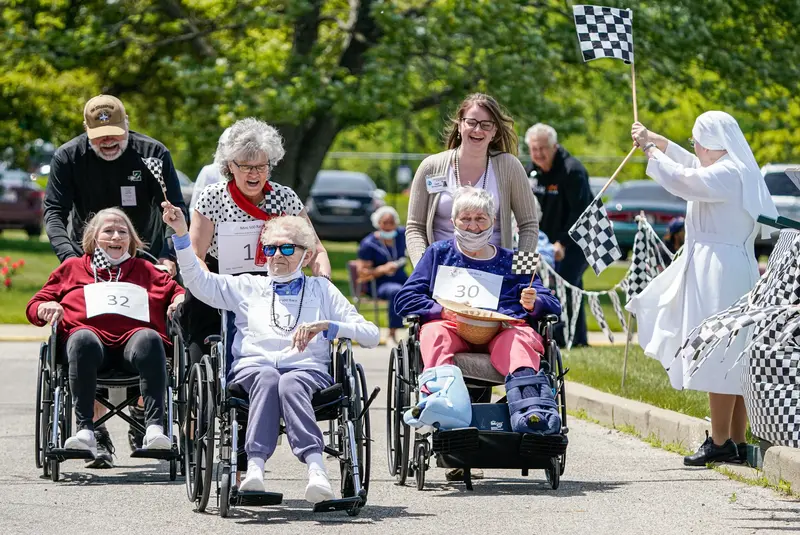 seniors racing in their wheelchair