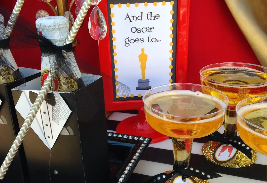 tea, coffee, sparkling wine and other refreshments for the Oscars-themed event