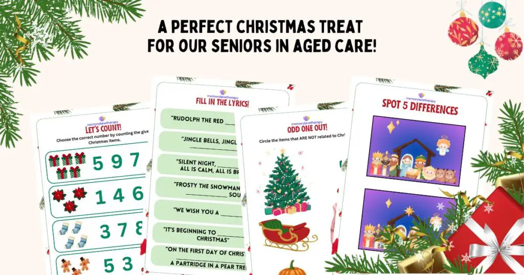 Christmas Season Memory Care Activity Book Content Preview Banner