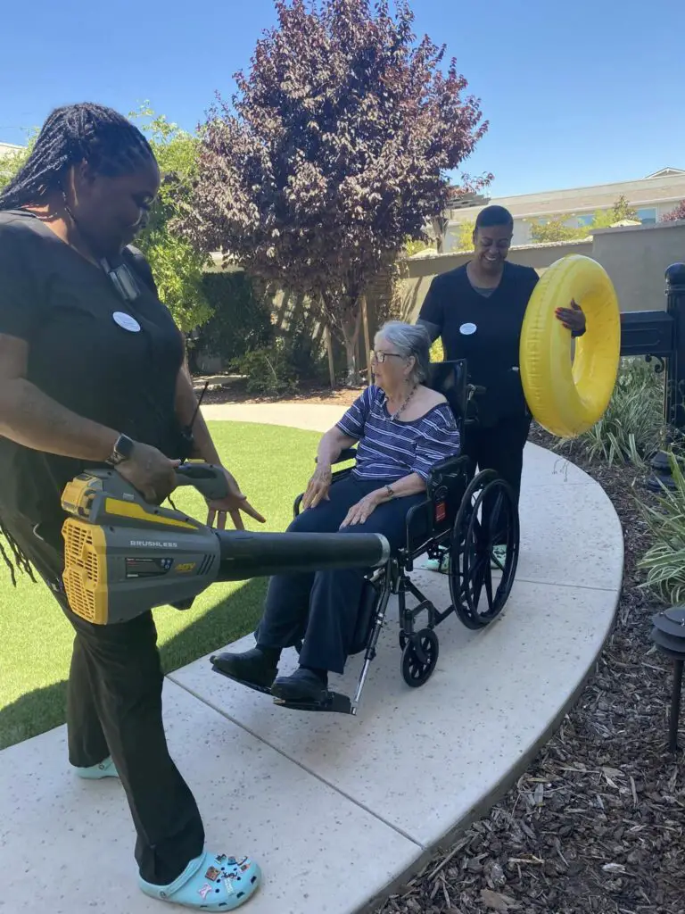 senior in wheelchair dried up by aged care staff