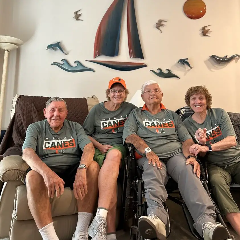 Seniors and staff in aged care supporting their favorite super bowl team
