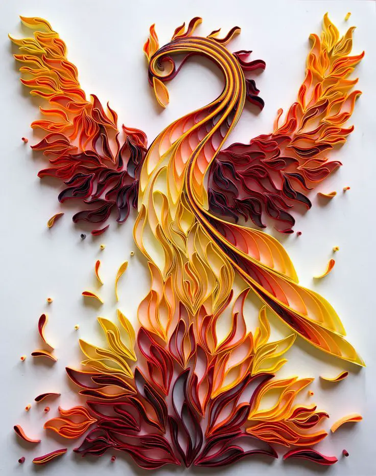 a phoenix paper quilling art