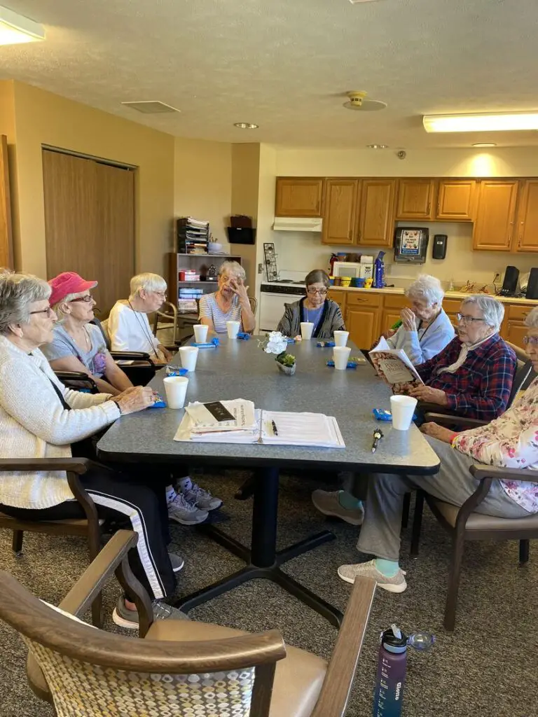 Seniors gathering in a room