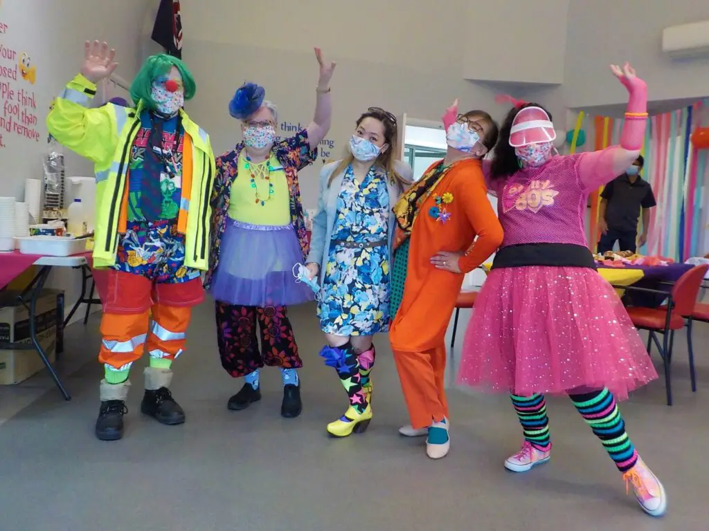 seniors in aged care dressed in April fools theme