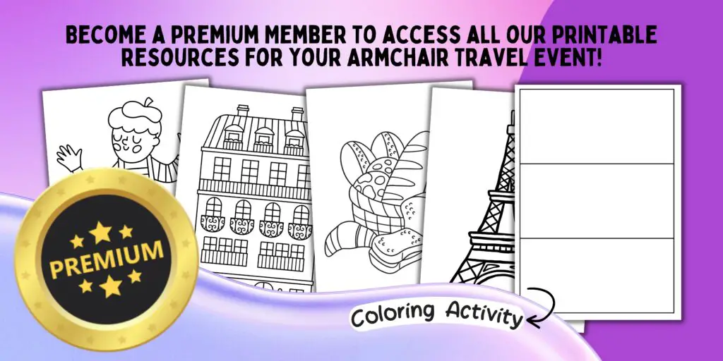 French-themed coloring activity banner