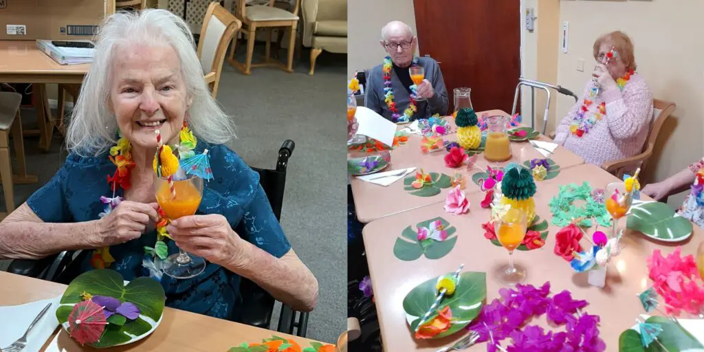 Seniors enjoying Hawaiian goods