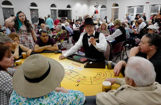 aged care staff dressed up as casino staff