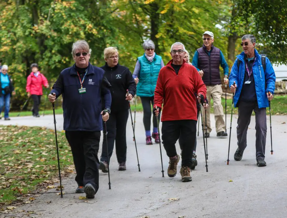 group pf seniors walking together