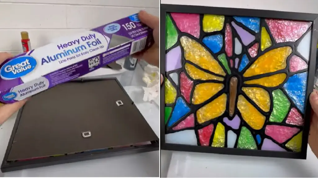 aluminum foil for faux stained glass craft