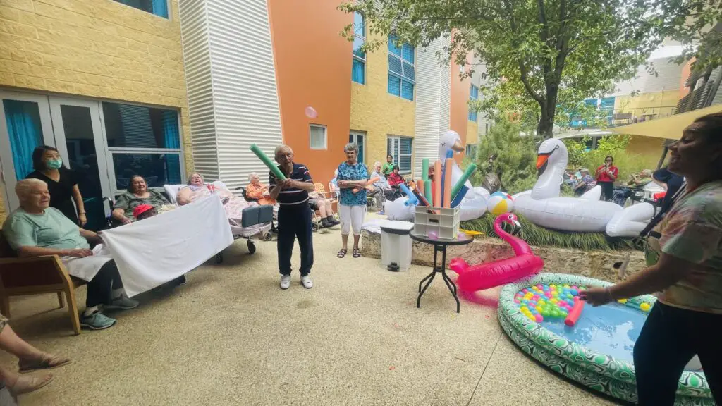 Seniors playing pool party games