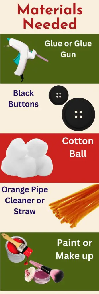 Materials needed for sock snowman craft