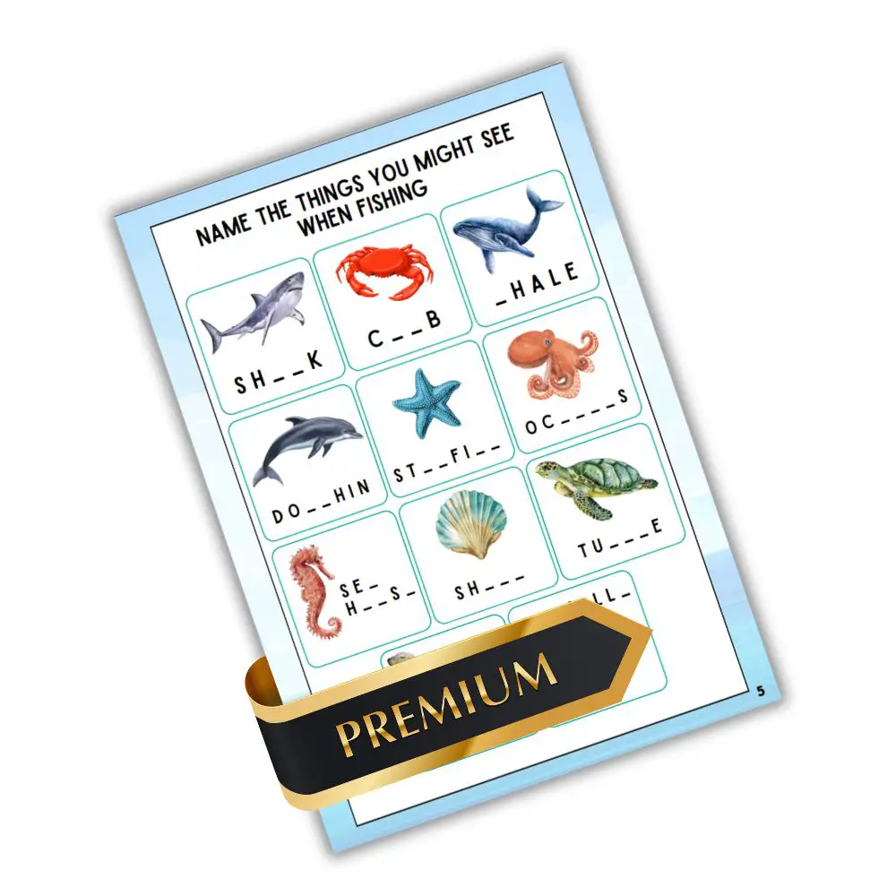 Fishing Activity Book - Name the Things You Might See When Fishing