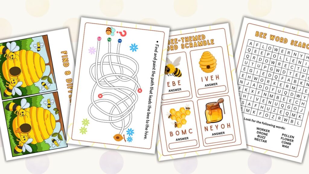 preview of activity book about bees for seniors in aged care