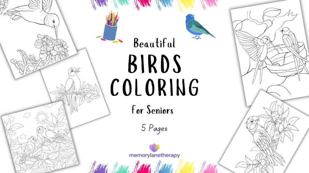 black and white birds and coloring pencils