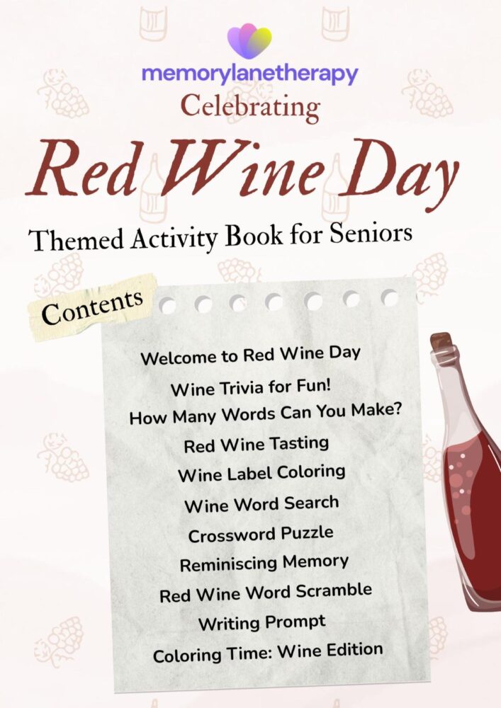 contents of the red wine activity book