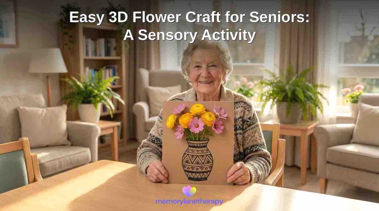 image of a senior holding a flower craft