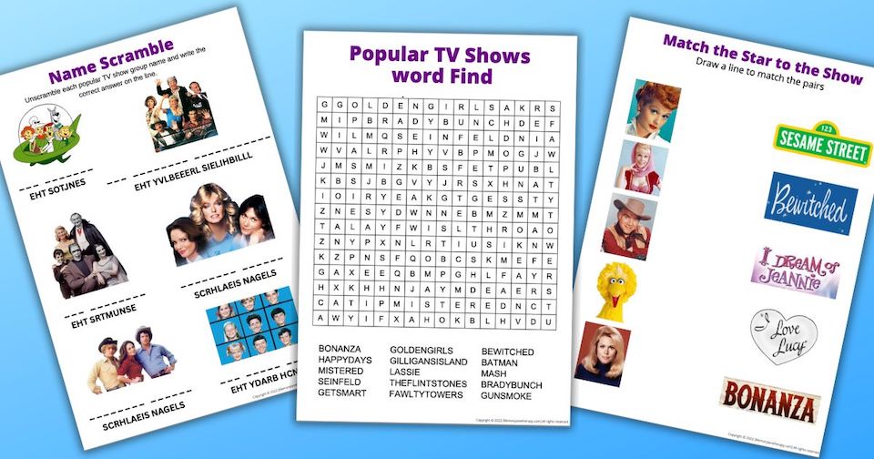 puzzles relating to vintage TV shows
