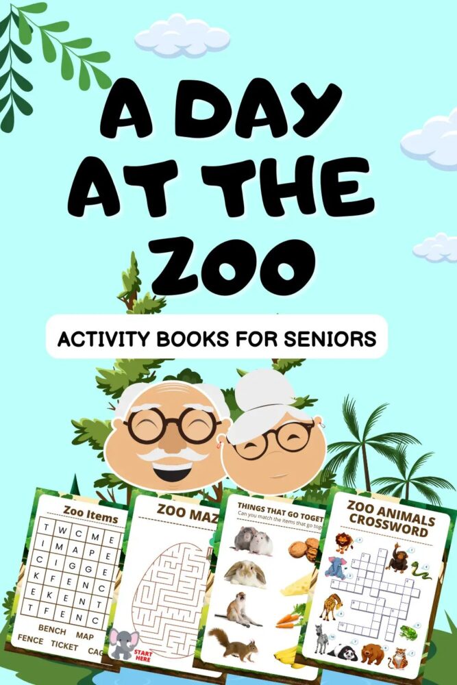 A Day at the Zoo Activity Book for seniors portrait cover