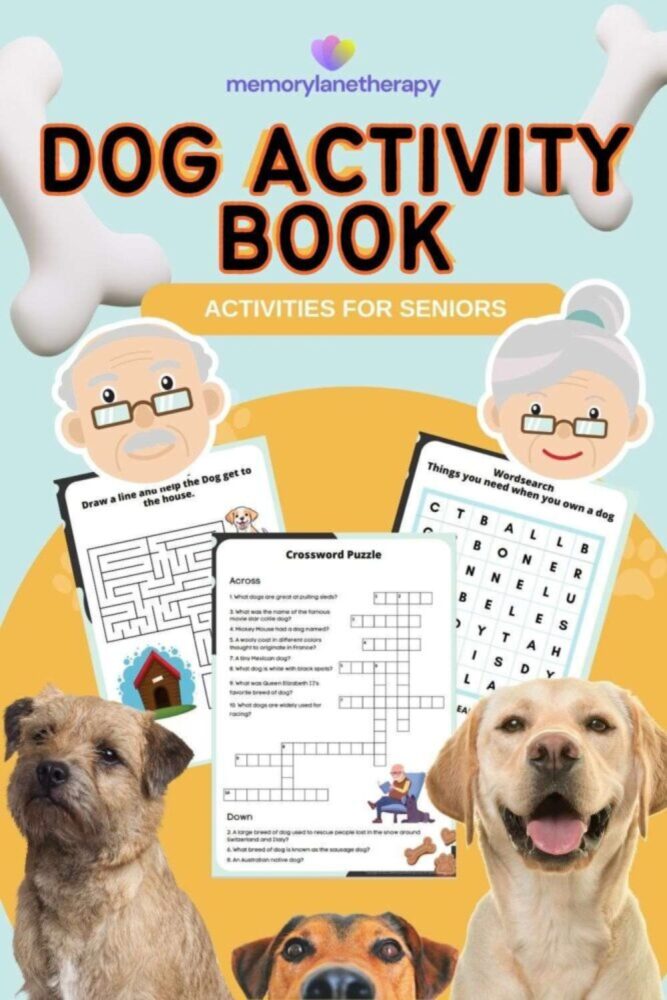 Dog Activity Book for seniors portrait cover