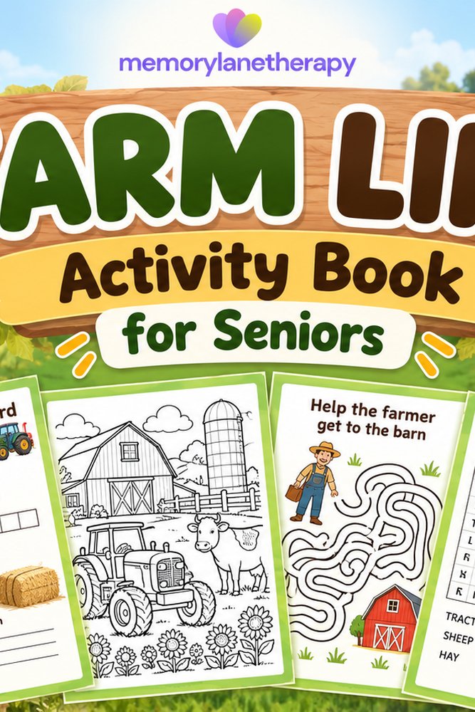 Farm Life Activity Book for Seniors printable cover