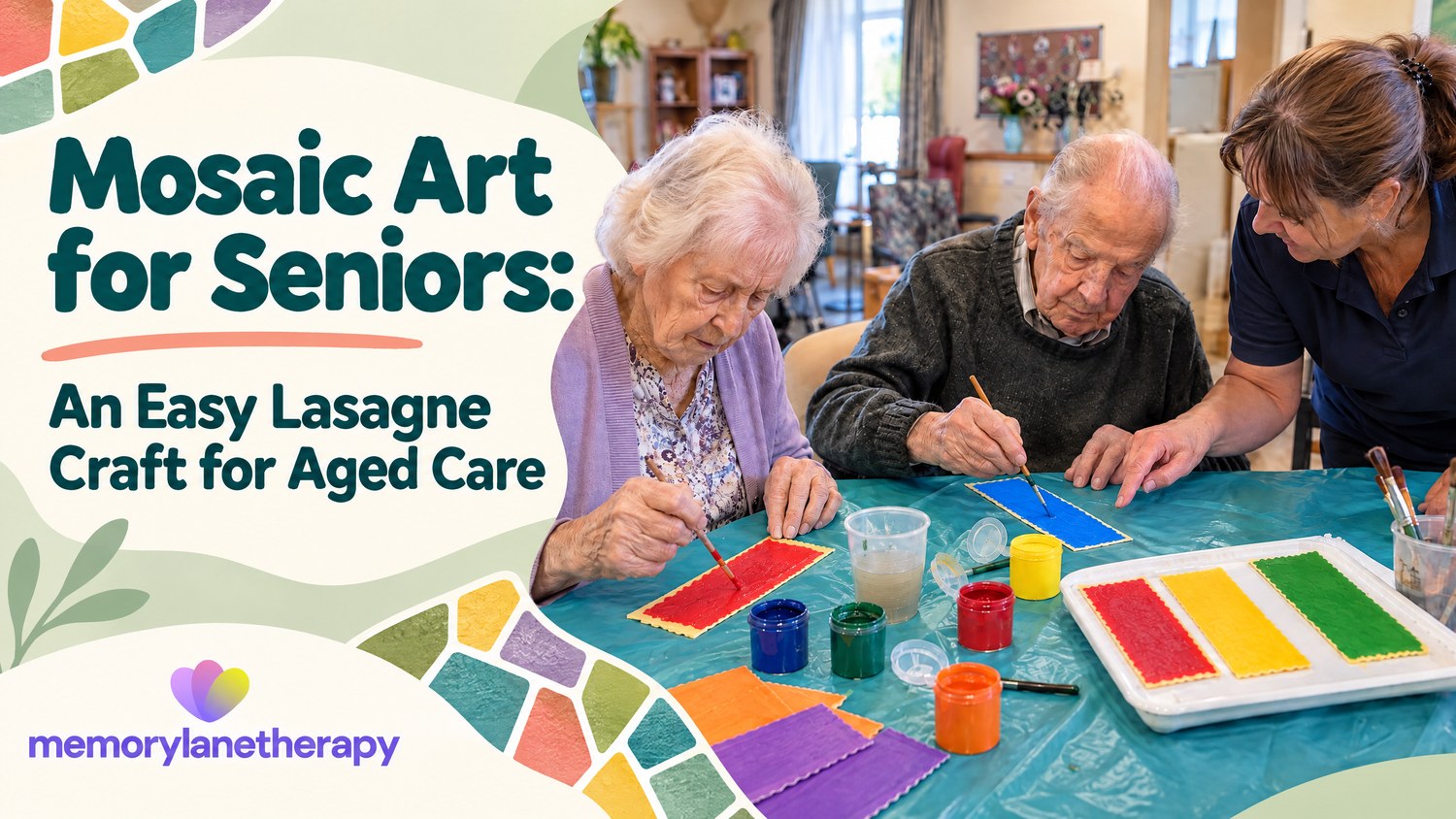 Mosaic Art for Seniors: easy lasagne craft for aged care