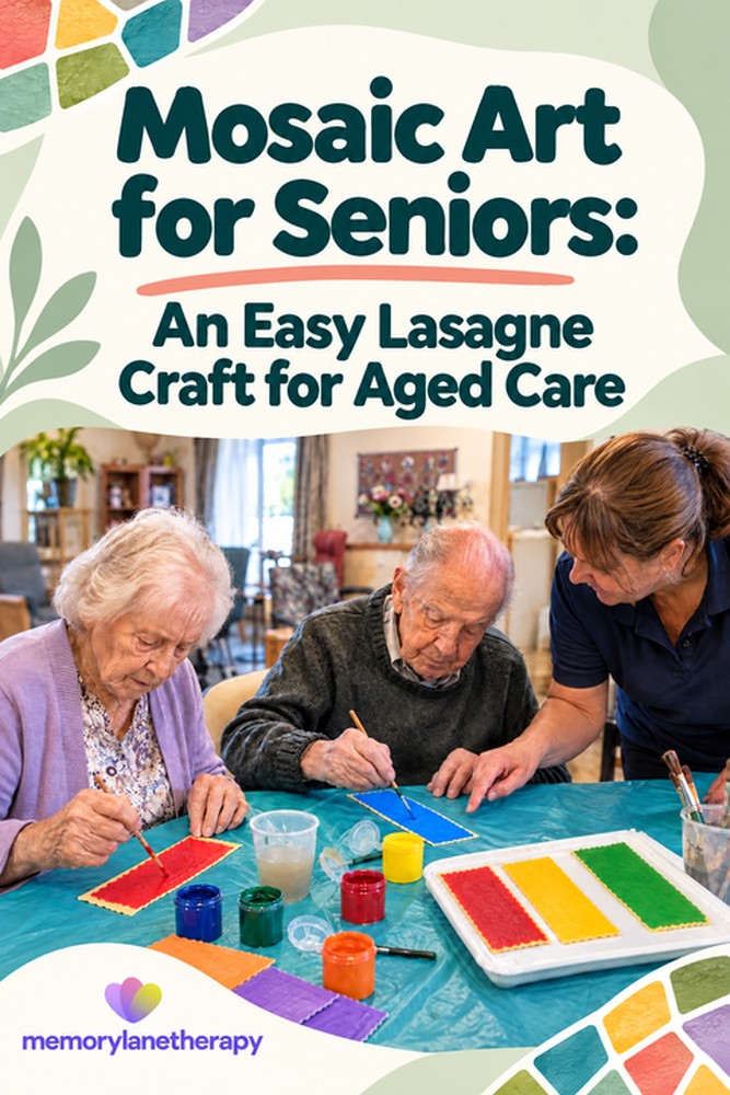 Mosaic Art for Seniors: easy lasagne craft for aged care