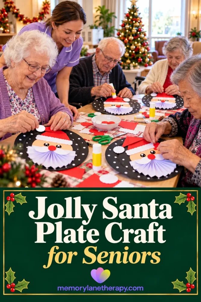 Santa plate Christmas craft for seniors in aged care